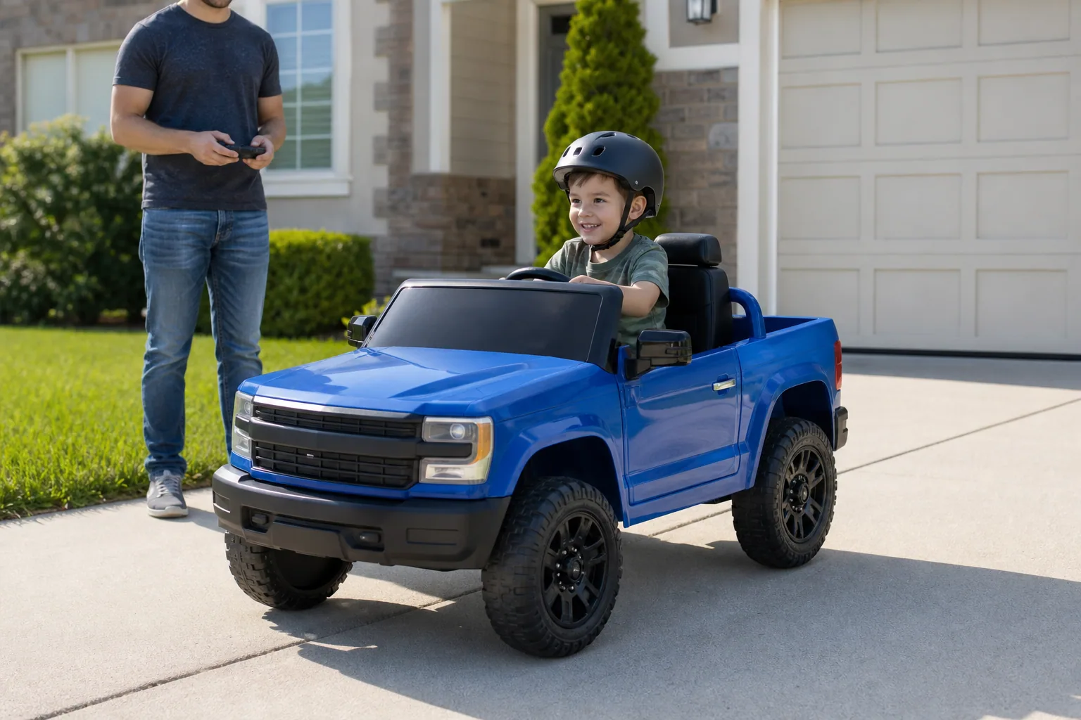 Editorial image representing Best Choice Products 12V 4x4 Kids Truck in use