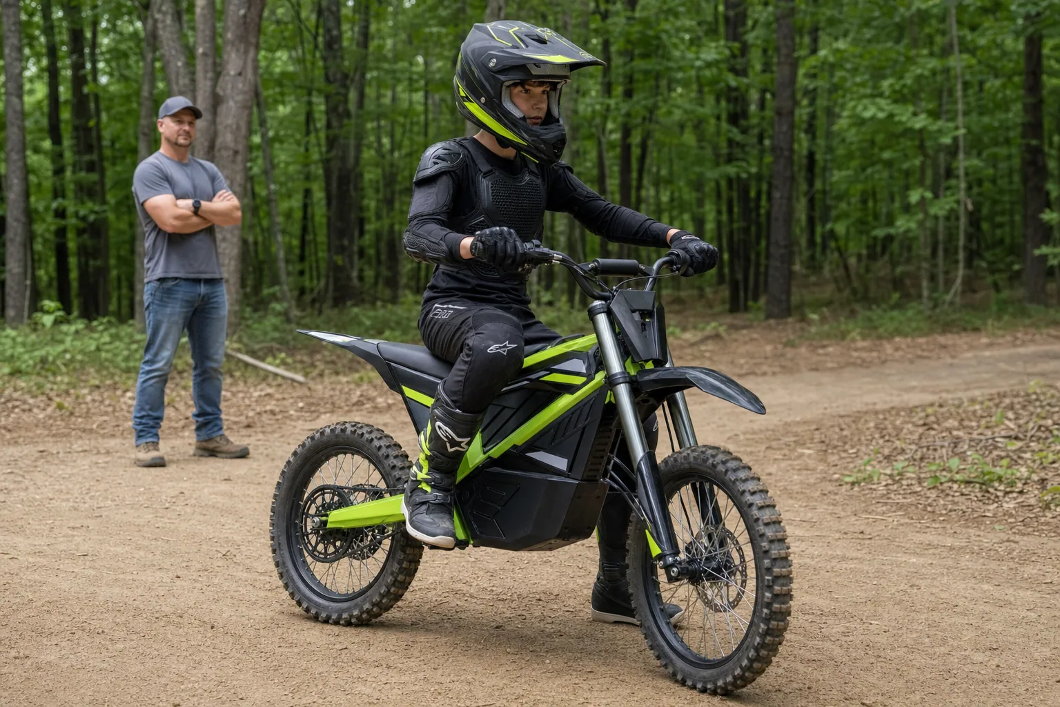 Editorial image representing EGO MB1000 56V Electric Dirt Bike in use
