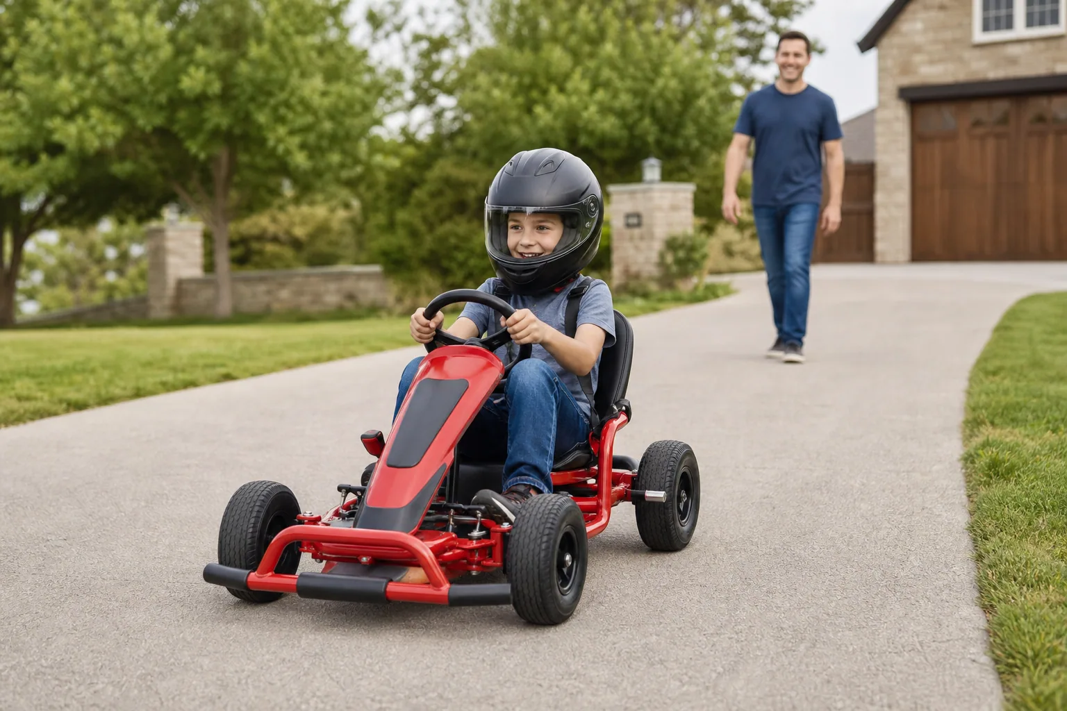 Editorial image representing Radio Flyer Ultimate Go-Kart 24V in use